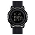 SKMEI 1502 Men’s Ultra-Thin Digital Watch – Soft PU Strap, 5ATM Waterproof - Black.