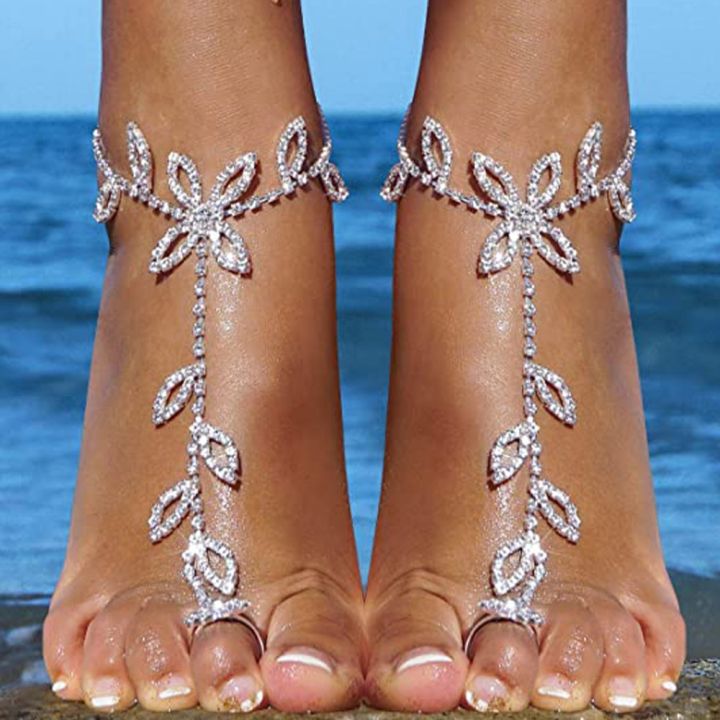 Stonefans%20Summer%202Pcs%20Set%20Rhinestone%20Leaf%20Finger%20Anklet%20for%20Women%20Luxury%20Silver%20Color%20Leaf%20Hand%20Harness%20Bracelet%20Jewelry%20Gift%20-%20Image%205