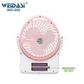 WEIDASI WD-202 Rechargeable 2400mAh Battery Up-Down Movable Portable Desk Fan With LED Lamp. 