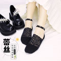 Street stall socks for women on Douyin, the same style as Internet celebrity strap socks, lace edge, thin, low-cut invisible pearl boat garter anklets. 