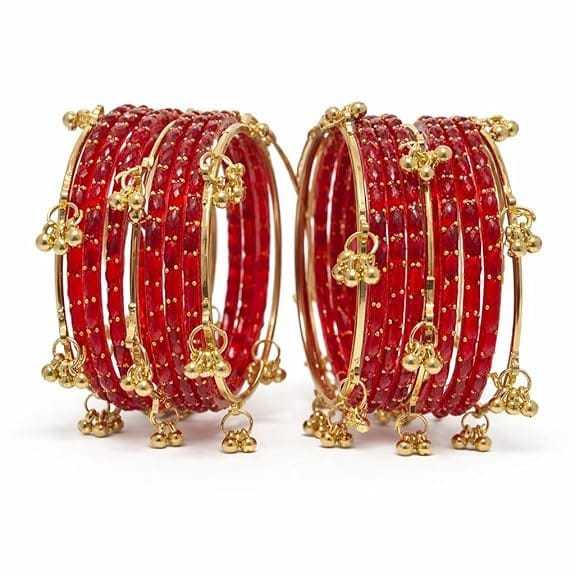 Traditional Kashmiri Churi Set with Golden Latkan for Women