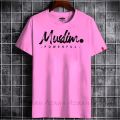 Muslim Design Ash Colour Jersey Fabric Half Sleeve T-shirt For Men's.