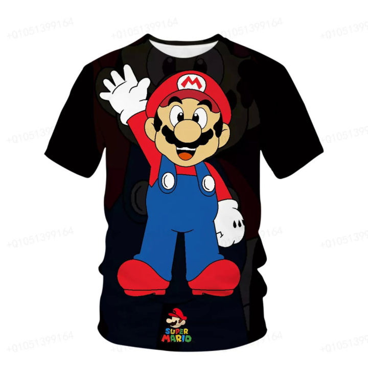 Baby T-Shirt Super Mario Kids Cosplay T-Shirt Girls Boys Short Sleeve Hat Summer Tops Clothes Children Sports Tees Clothing