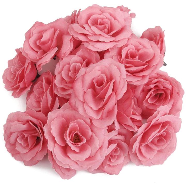 20pcs Artificial Rose Flower ad Corolla DIY Wedding Decoration Diameter of 65mm - Pink