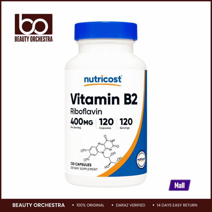 Nutricost Vitamin B2 Riboflavin 400mg - 120 Capsules