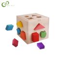 Wooden Shape Sorting Cube Classic Wooden Toy With 13 Shapes Montessori Early Learning Educational Toys for Kids. 