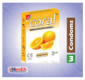 Coral Orange Flavor Condom, Single Pack, 3 Pcs. 