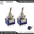 3Pin/6Pin SPDT and DPDT Self-Lock TOGGLE Switch MTS202 AC 125V 6A or 250V 3A Switch Single/Double Pole Double Throw(SPDT) ON-OFF-ON/OFF-ON-OFF Miniature Toggle Switches.