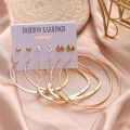 New Fashionable Trendy 6 Pairs = 12 Pcs Pearl Stud Earrings for Girls Simple Stylish - Big Hoop Earrings for Women New Collection - Earrings Sets for Girls.