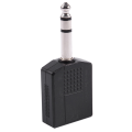 3X Mono 6.35mm Male Plug to Dual 6.35mm Female Socket Splitter Adapter Connector.