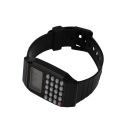 Students Calculator Digital Watch Solid Color Silicone Calculator Wrist Watch-black. 