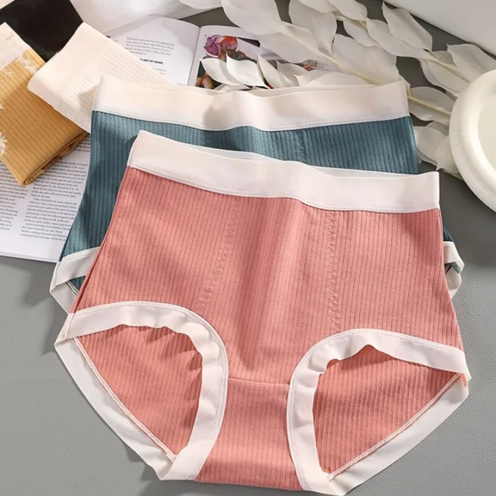 New%20Cotton%20Panties%20Plus%20Size%20Women's%20Underwear%20High%20Waist%20Tummy%20Control%20Briefs%20Underpants%20Female%20Solid%20Color%20Lingerie%20-%20Image%203