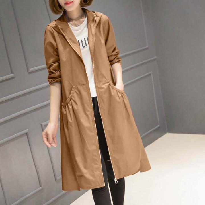 Spring Autumn Women's Trench Coat New Mid-Length Over-The-Knee