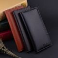 Classic Business Men Long Bifold PU Leather 3 Color Solid Wallet Casual Card Clutch Purse Pockets.