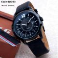 JGHIJ GTS CN170 Dated Strap Leather Analog Watch Men Full Black. 