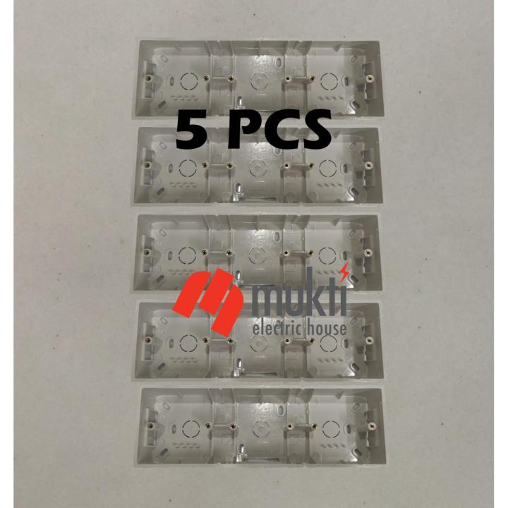 5Pcs Three Gang China Made MK Type White PVC Junction Box For Electrical Square Edge Premium Caliber Plastic Wall Switch Back Cover 3 Part 3Gang