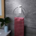 Towel Ring/Hand Towel Holder - Self Adhesive Round Towel Rack Hand Towel Bar for Bathroom, Stainless Steel Black. 