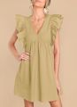 Women's Stylish Cotton Soft Summer Dress with Ruffle Trim and Flattering V-Neck. 