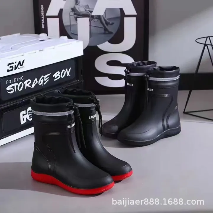 Baijiaer's%20new%20medium%20tube%20bundle%20mouth%20fashion%20water%20shoes%20for%20men%20and%20women%20waterproof%20and%20non-slip%20car%20wash%20fishing%20medium%20tube%20plastic%20rain%20boots%20-%20Image%202
