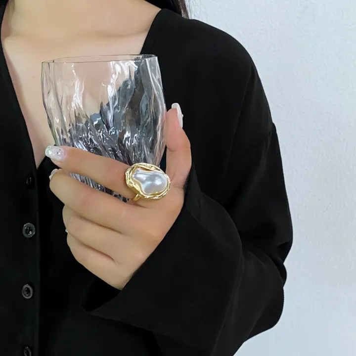 Elegant%20Women%20Irregular%20Pearl%20Open%20Rings%20for%20Girls%20Adjustable%20-%20Image%205