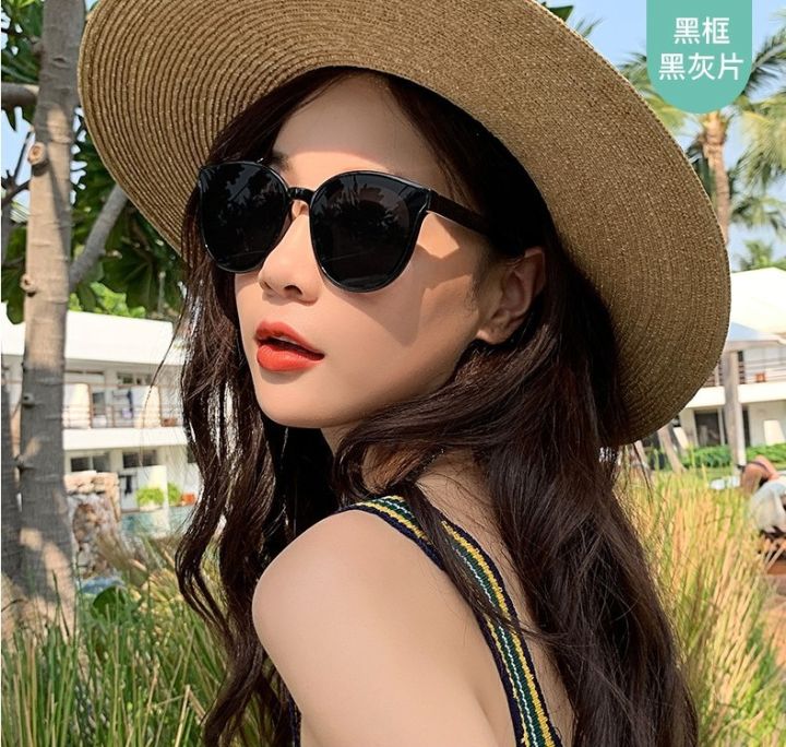 2022 New Trendy Round Face Sunglasses for Women G M Sunglasses for Women with Large Frame Stars Same Style Internet Celebrity Retro Korean Style Glasses