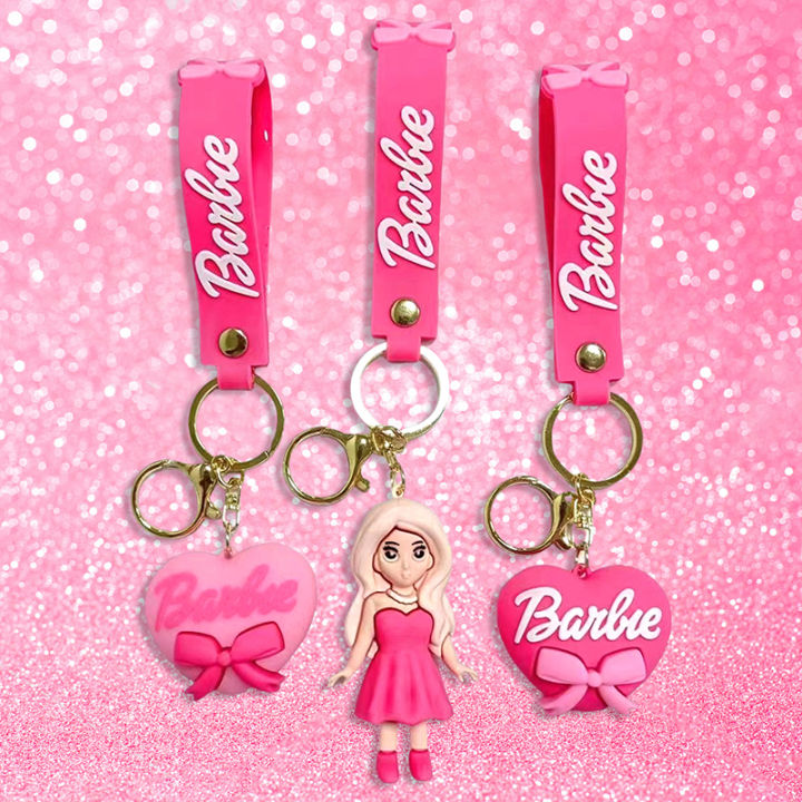 Pink Barbie Key Chain Doll Pendant Love Key Ring Headphone Case Charms Bag Decor Cherry Super Store