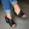 Foreign trade plus-size sandals 2020 spring new European and American Amazon premium breathable fish mouth wedge heel high heel women's shoes.