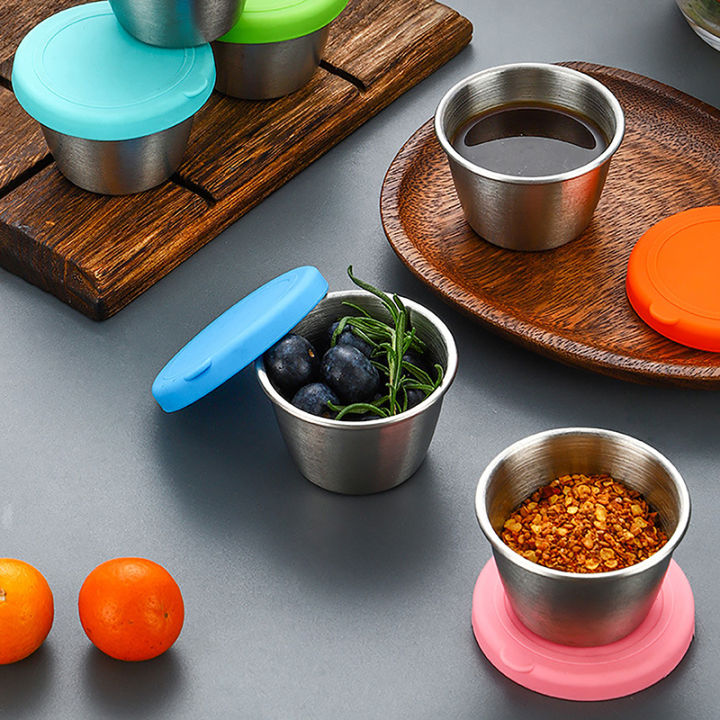 1pcs Salad Dressing Container To Go Reusable Stainless Steel Sauce Cups