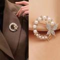 Fashion Pearl Butterfly Rhinestone Flower Brooch Hijab Pin for girl.