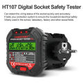 HABOTEST HT107D GFCI Socket Tester Electric Leakage Finder With Voltage Display 48V-250V Outlet Tester Automatic Electric Circuit Polarity Voltage Detector Breaker Finder. 