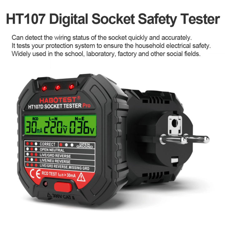 HABOTEST%20HT107D%20GFCI%20Socket%20Tester%20Electric%20Leakage%20Finder%20With%20Voltage%20Display%2048V-250V%20Outlet%20Tester%20Automatic%20Electric%20Circuit%20Polarity%20Voltage%20Detector%20Breaker%20Finder%20-%20Image%203