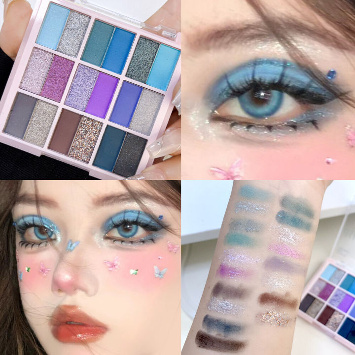 18 Color Pearlescent Purple Eyeshadow Palette Glitter Shimmer Ice Eyeshadow Eye Glitter Beauty Makeup Palette Brighten Eyes Cosmetics