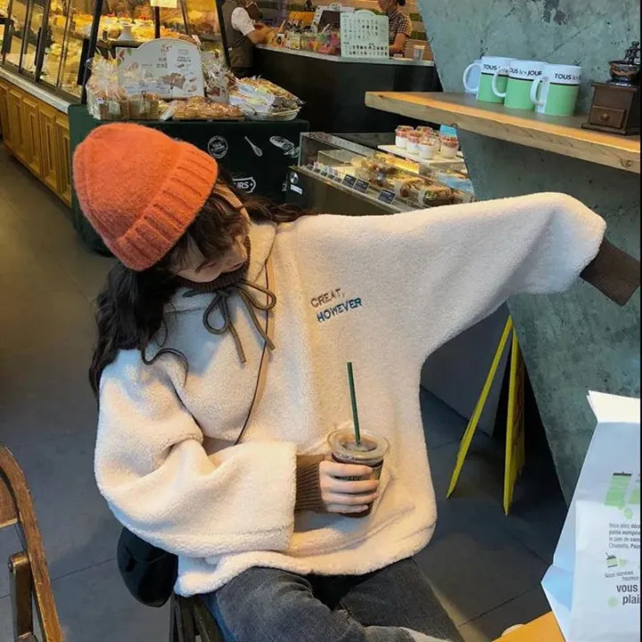 Imitation%20Lamb%20Wool%20Thickened%20Sweater%20Autumn%20and%20Winter%20New%20Schoolgirl%20Hooded%20Coat%20Korean%20Style%20Loose%20False%20Two%20Pieces%20Top%20-%20Image%208
