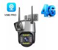 V380 4G Wifi Outdoor Security Camera Dual Lens Smart PTZ Camera 2MP+2MP CCTV System Human Tracking Wireless Camera. 