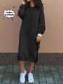 2023 Autumn and Winter Fashion New Women's Sweater Robe Large Hooded Elegant Pocket Split Warm Hoodie Long Dress. 