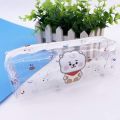 K-POP BTS BT21 Cute Transparent Pencil Case For Students.