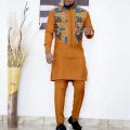 African Traditional Clothing for Men Dashiki Printed Coats Ankara Pants 2 Piece Set Tribal Suit Jacket Bazin Riche A2116061. 