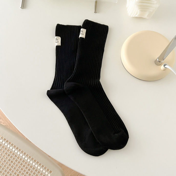 suxinaimin%20Women's%20Socks%20Spring%20and%20Summer%20New%20Cotton%20Double%20Needle%20Bunching%20Socks%20Japanese%20Heel%20Cloth%20Label%20Macaron%20Tube%20Socks%20-%20Image%206