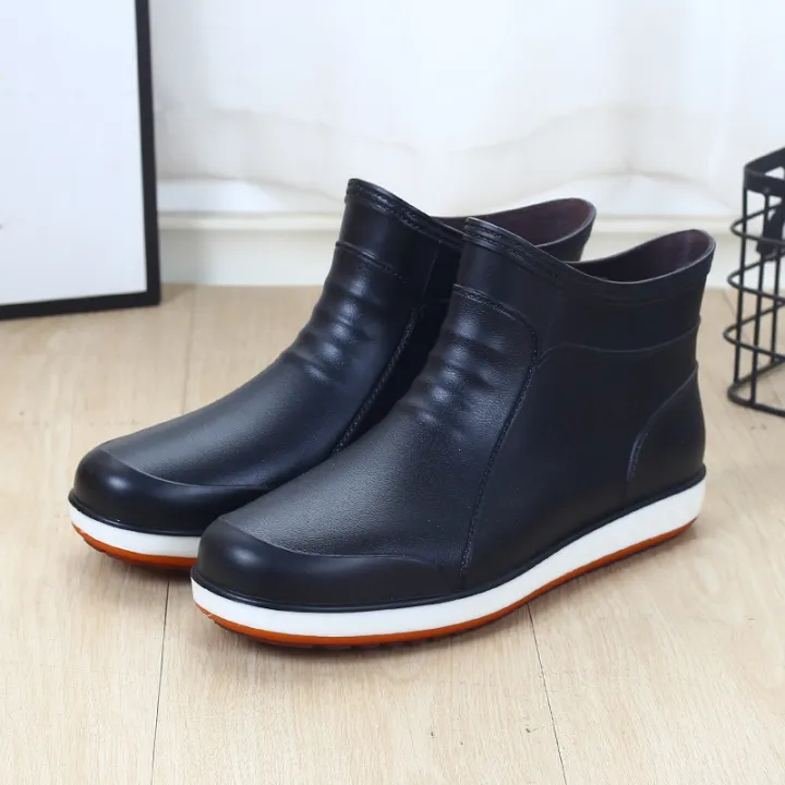 Rain%20boots%20men's%20four%20seasons%20Korea%20short%20tube%20low%20top%20fashion%20velvet%20rain%20boots%20anti-slip%20wear-resistant%20water%20shoes%20work%20waterproof%20rubber%20shoes%20-%20Image%202