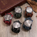 European and American cross-border jewelry manufacturers, retro domineering men's cowhide watches, double-layer hand-stitched punk bracelets.