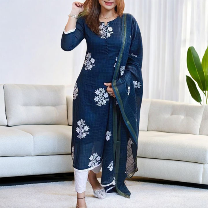 Unstitched High Quality Skin Print Cotton Three Piece Set for Women Fashionable, Comfortable, Stylish, New Collection