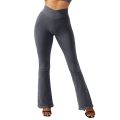 Flared Leggings Ribbed Crossover V Waist Women's Yoga Pants Control Tummy High Waist Wide Leg Pants Casual Flare Pants Female. 