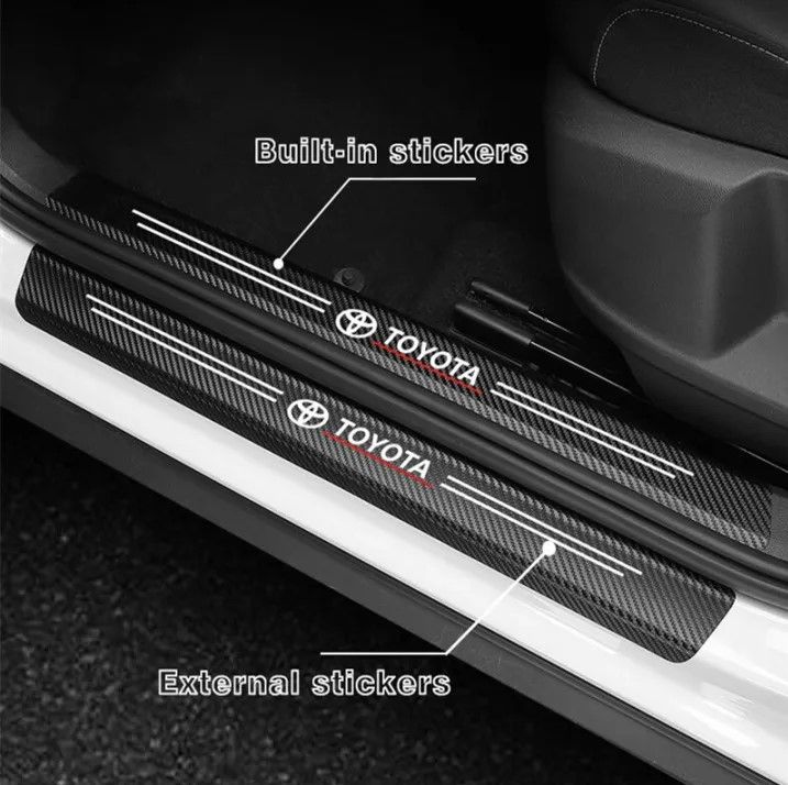 4Pcs%203D%20Texture%20Carbon%20Fiber%20Door%20Anti-Scratch%20Car%20Door%20Protective%20Vinyl%20Car%20Stickers%20For%20TOYOTA%20-%20Image%203