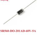 10Pcs- SR560 Diode SR560 60V 5A Schottky Barrier Rectifier Diode SR560 5A Diode Silicon Junction Diode DO-27 Through Hole Mount Package 2 Pin Leads.