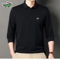 Men's Embroidery Brand High Quality Knitted Polo Shirt Four Seasons Casual Ribbed Long Sleeve T-shirts Black White Tee 8 Colors. 