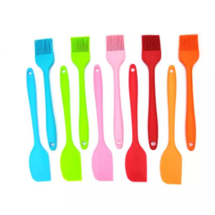 Silicone Spatula and Pastry Brush Set Special for Cake Mixer, Cooking, Baking, Glazing - Set of 1 (Multicolor)