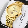 [ Low Price Impulse ] Foreign Trade One Piece Dropshipping Quartz Watch Luxury Gold Double Calendar Luminous Men's Water-Proof Watch. 