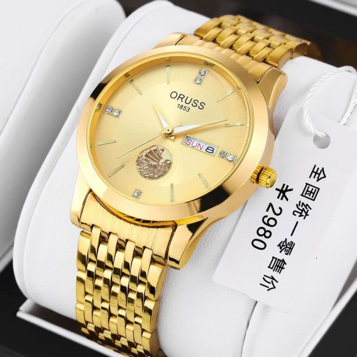 [ Low Price Impulse ] Foreign Trade One Piece Dropshipping Quartz Watch Luxury Gold Double Calendar Luminous Men's Water-Proof Watch