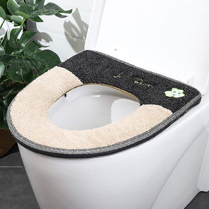 Winter Plush Soft High Quality Commode Cover 16''x12'' Mat Set for Closestool Mat Seat Case Toilet Lid Cover Accessories (Colour As per Stock)