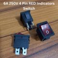 3Pcs- 6A MINI ROCKER Switch 6A 250V 4 Pin RED BLACK Color Switches 4Pin On Off 2 Positions Full Illuminated Neon RED Indicators DPST Power Switch For Auto Car Boat IPS UPS. 